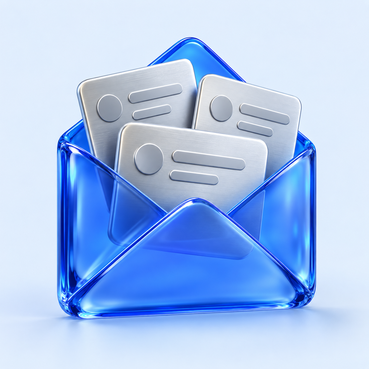 Blue envelope with silver message cards